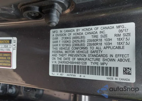 2017 Honda Cr-V Ex z USA, uszkodzony, nr VIN 2HKRW2H56HH651228